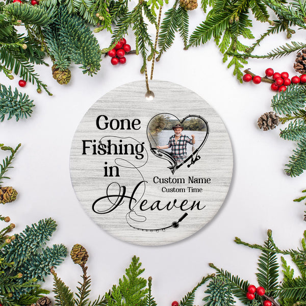 Angel Dad Remembrance Ornament Gone Fishing In Heaven Christmas Memorial Gift For Loss Of Fisherman ODT93