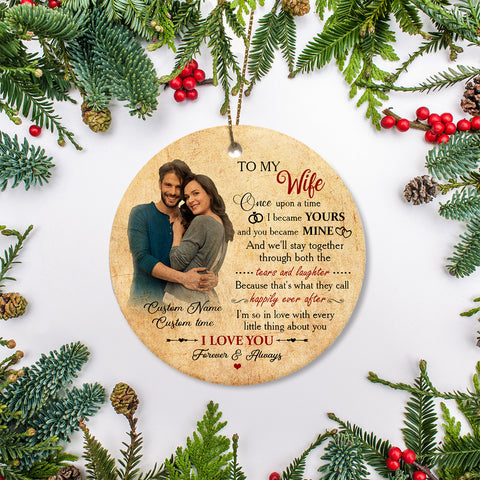 To My Wife Ornament - Personalized Photo Christmas Ornament for Wife, Couple Ornament, First Christmas Marriage| NOM166