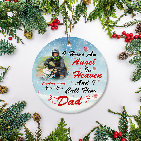 Personalized Motorcycle Christmas Ornament Angel In Heaven Remembrance Gift For Loss Of Biker Dad ODT75