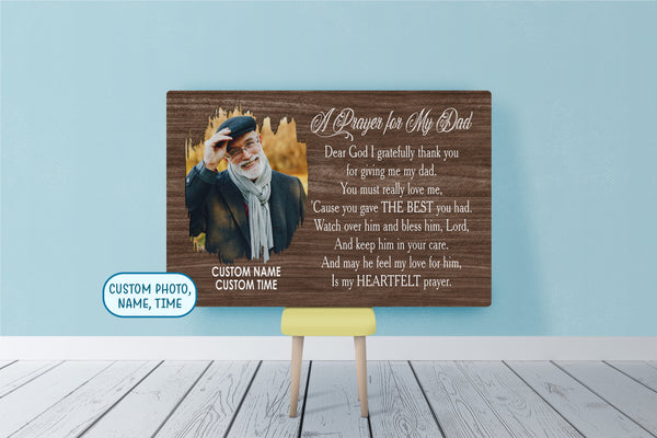 Memorial Gift for loss of loved one Personalized Sympathy Canvas for loss of Dad Prayer for My Dad VTQ76