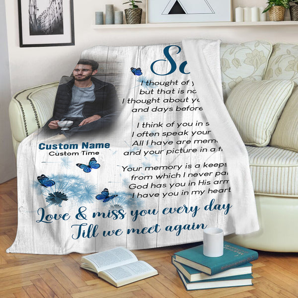 Son remembrance blanket I Thought Of You Today in memory of son sympathy blanket throw memorial gift N2634