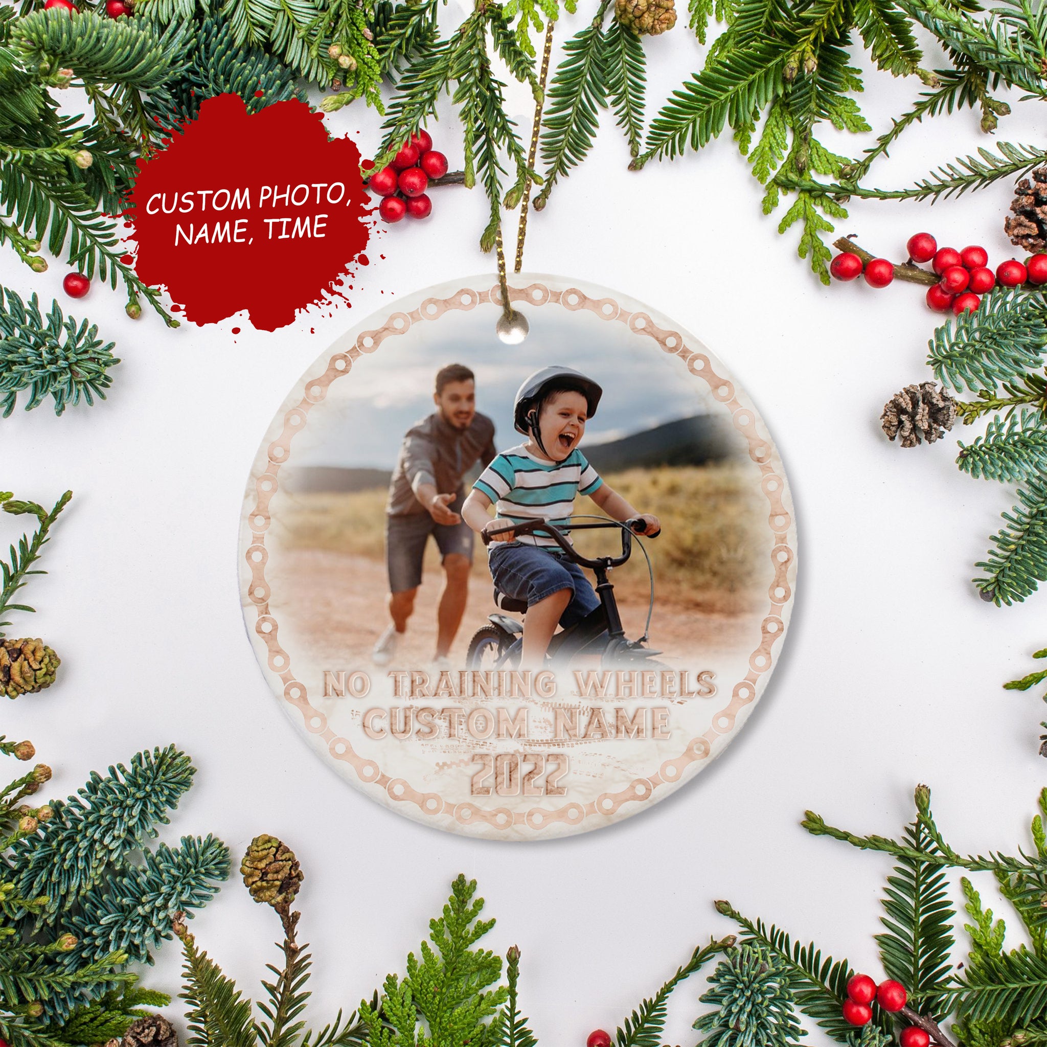 No training wheels ornament 2022 for kid, bicycle Christmas ornament boys girls, Xmas cycling gifts| ONT78