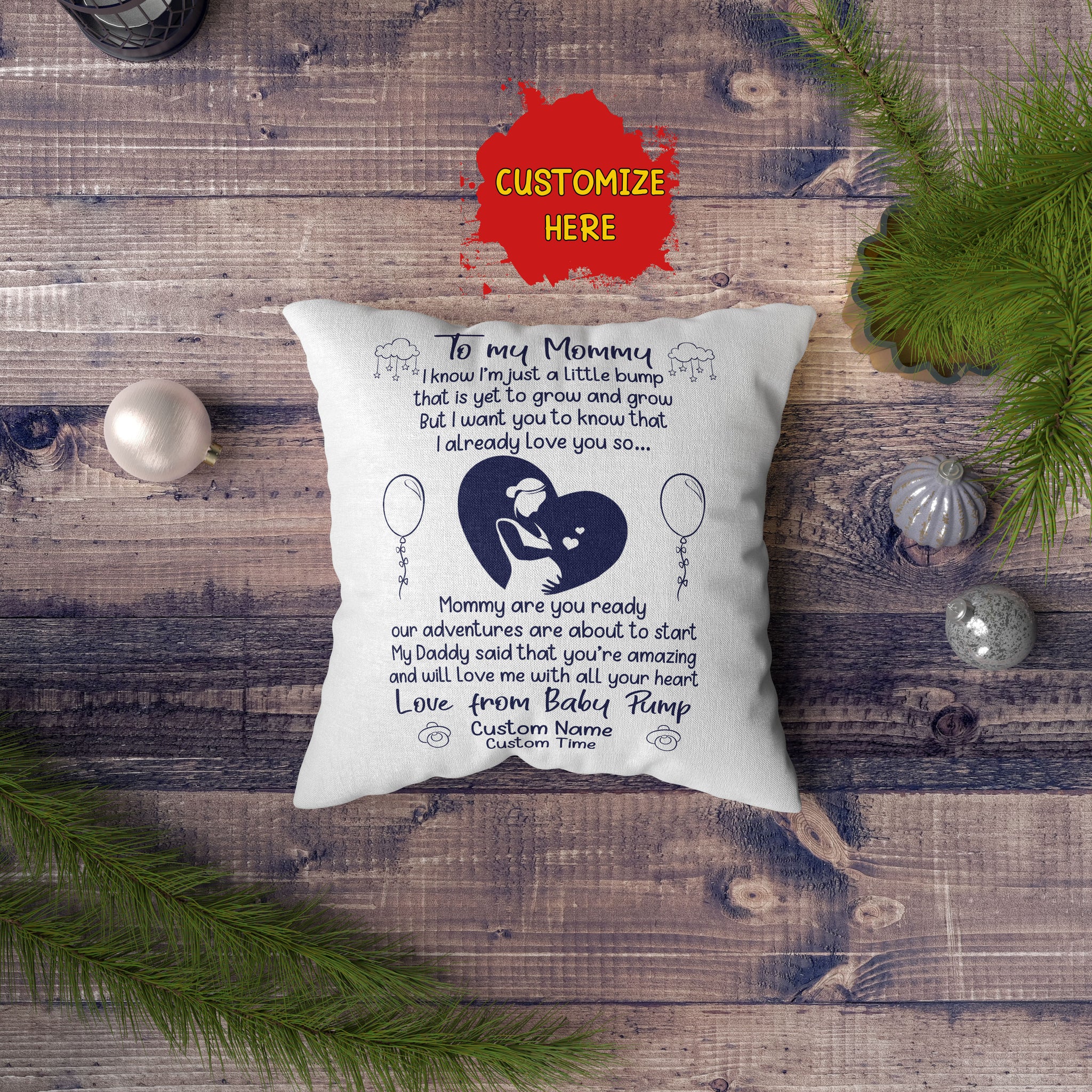 To My Mommy from Baby Bump Pillow| Custom Gift for First Mother Day, Mom To Be New Mom| JPL22