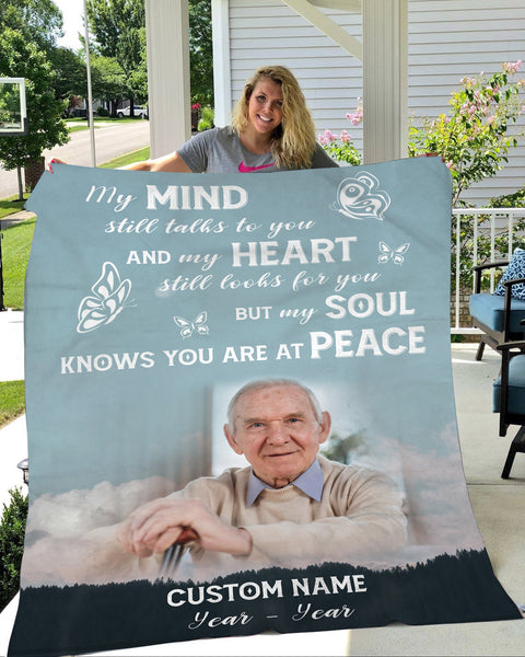 Memorial Blanket Personalized Photo| You Are At Peace Blanket| Memorial Gift, Sympathy Blanket | T1141