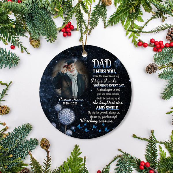 Dad Memorial Personalized Ornament, Christmas Remembrance Sympathy Gift for Loss of Father NOM296