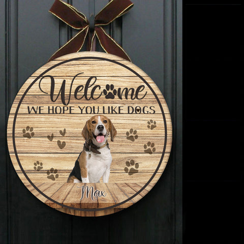 Personalized Dog Door Hanger| Funny Wooden Door Hanger  for Dog Lover, Pet Owner| Welcome Sign Dog Theme Decoration for Wall, Mantel, Home| JDH52