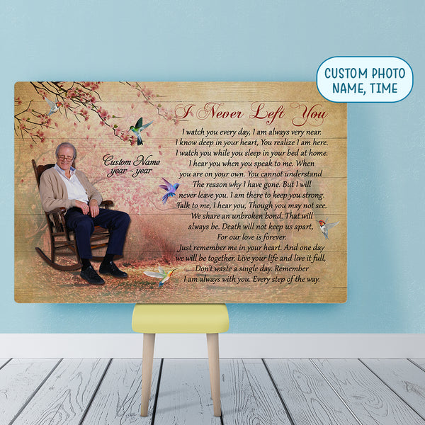 Custom memorial canvas - I never left you, Bereavement gift loss loved one, in memory of mom dad son CNT14