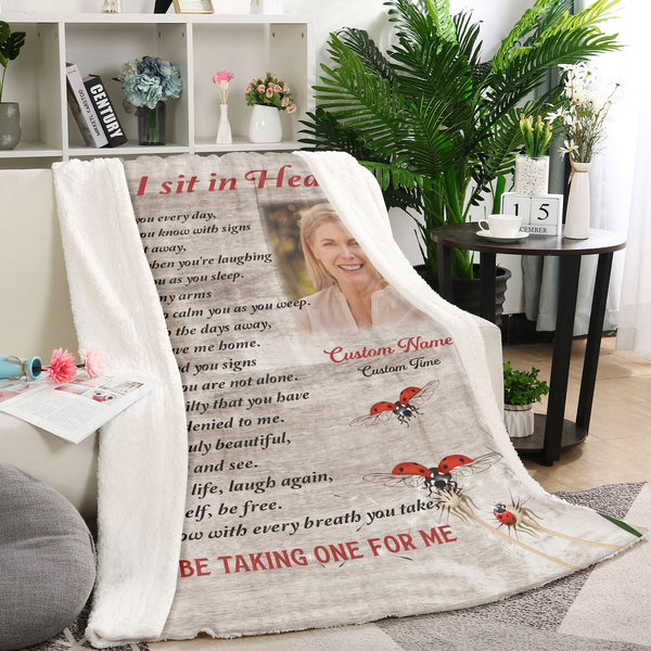 Memorial Blanket Personalized | As I Sit In Heaven Blanket| Memorial Gift, Sympathy Blanket, Remembrance Blanket| T1146