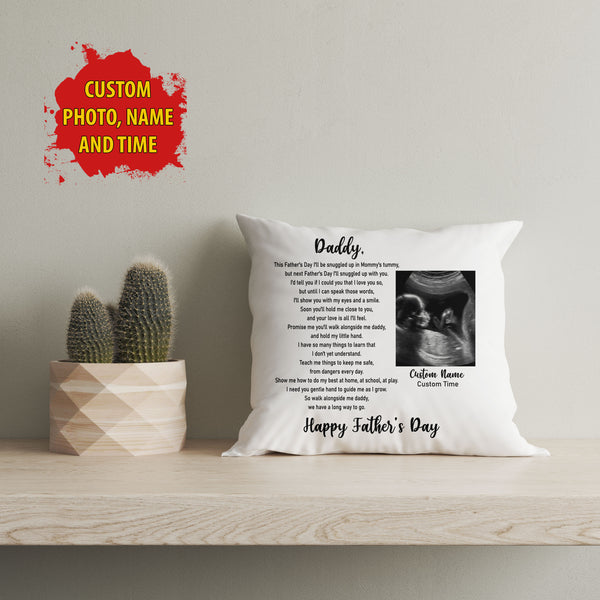 Father's Day Pillow, Custom Sonogram Gift for New Dad, Expecting Father, 1st Time Dad, Dad To Be| JPL97