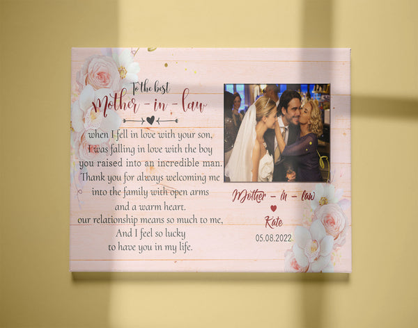 Customized Mother In Law Canvas| to The Best Mother in Law Wall Art, Thank You for Welcome Me Into Family, Mother in Law Gifts, Gift from Daughter in Law on Mother’s Day| AP559