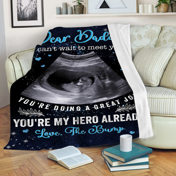 Dad To Be Blanket Personlized Sonogram Photo, First Father's Day Gift for Expecting Dad, 1st Time Father N2539
