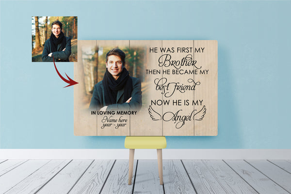 Brother Remembrance| Personalized Memorial Canvas| Now He Is My Angel| Memorial Gift for Loss of Brother| Remembrance Sympathy Gift| Bereavement Condolence Gift| N2352