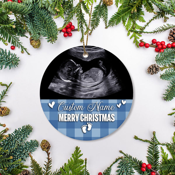 Ornament Baby Ultrasound Photo Pregnancy Announcement Gift Baby Sonogram Ornament on Christmas OP45