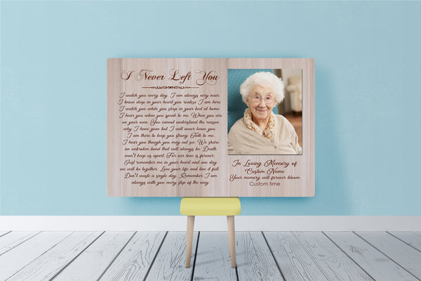 Memorial Canvas| I Never Left You Personalized Memorial Gift for Loss of Mother, Father, Husband, Wife| Bereavement Sympathy Gift Remembrance Gift for Deceased| In Loving Memory JC644 Myfihu