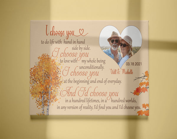 Personalized Gifts for Him| I Choose You Canvas | Couple Customized Wall Art| Gift for Husband|  Gifts for Wife| Valentines Gifts for Her|  Wedding Gifts on Anniversary Day CP117 Myhifu