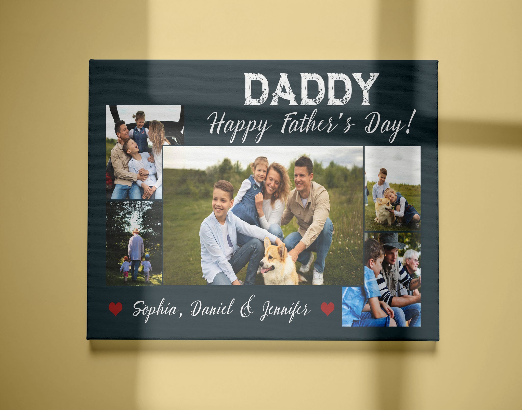 Happy Father's Day Custom Photo Collage Canvas Gift for Daddy Personalized Birthday Christmas Gift| N2545