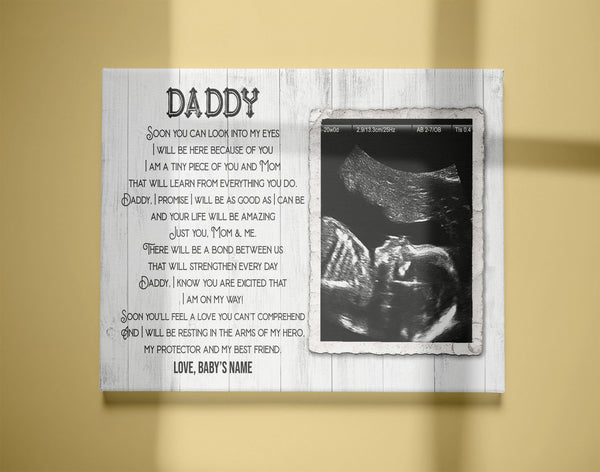 First Fathers Day Custom Sonogram Canvas Dad to Be Gift New Daddy 1st Time Father Expecting Dad Keepsake N2579