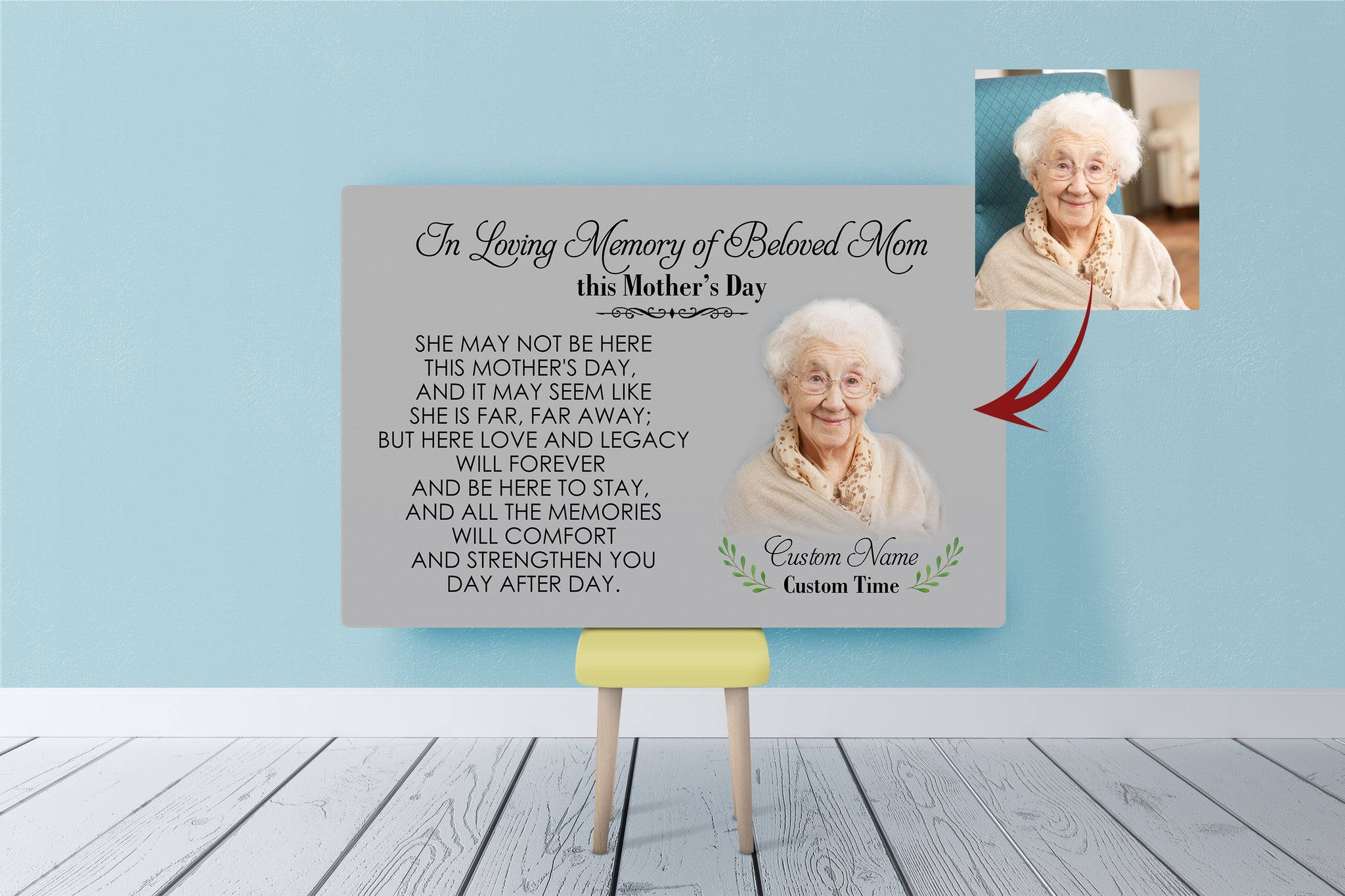 In Loving Memory of Mom Custom Canvas| Sympathy Gift Loss of Mom Mother Remembrance Mother's Day in Heaven JC851