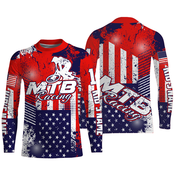 MTB race jersey Patriotic shirt UPF30+ Custom kids youth adult USA jersey Off-road Cycling gear| SLC96