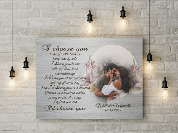 Customized Couple Canvas| I Choose You To  Do Life| Personalized Couple Photo Canvas|  Gifts for Wife| Gifts for Husband| Gifts for  Boyfriend on Birthday, Valentine’s Day,  Christmas CP194 Myhifu