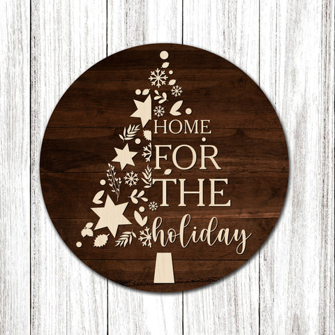 Xmas Wooden Door Hanger| Home For The Holiday Door Hanger Christmas Tree Sign Xmas Sign Christmas Decoration for Front Door, Wall, Home| Christmas Wooden Door Hanger| JDH08