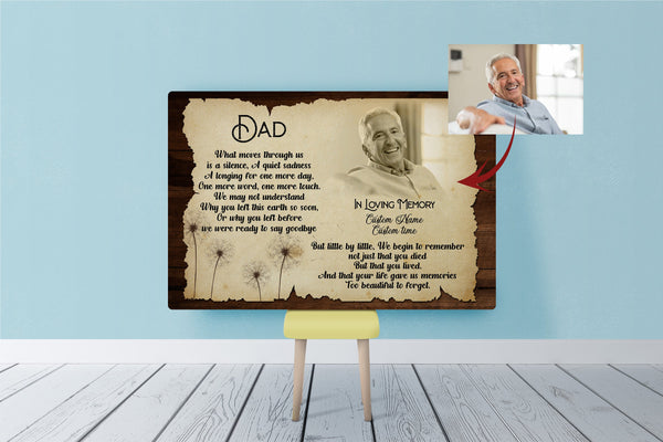 Missing Dad in Heaven Personalized Canvas Remembrance on Father's Day, Sympathy Gift for Loss of Father| N2595