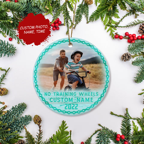 No training wheels ornament, boys girls cycling Christmas gift, new milestone bike ornament for kid| ONT77