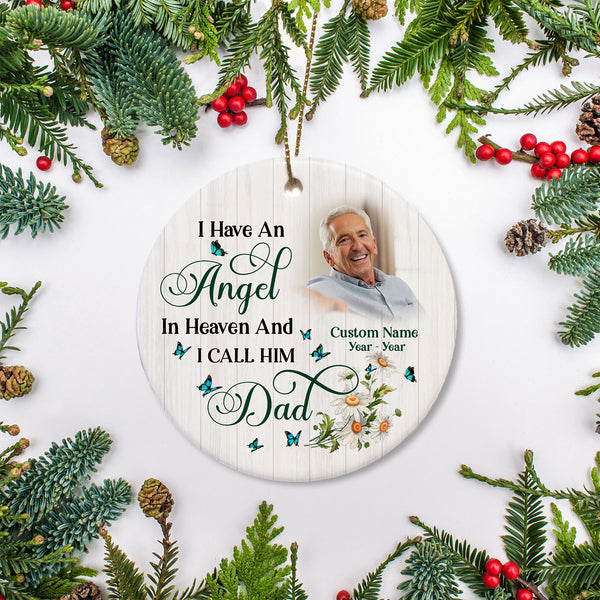 Memorial Christmas Ornament Personalized Angel In Heaven Remembrance Gift For Loss Of Dad In Memory ODT55