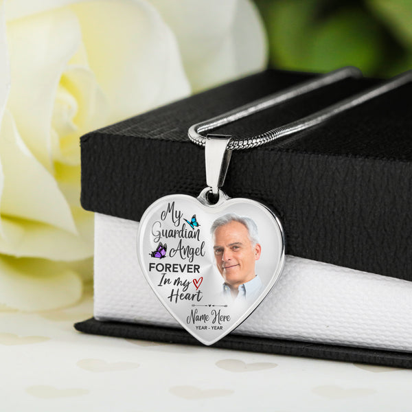 Personalized Memorial necklace with picture| Angel in Heaven| Remembrance sympathy gift for loss NNT14