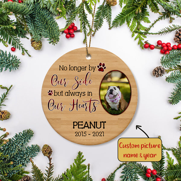 Pet Memorial Ornament Custom Photo - Always in Our Hearts, Pet Loss Christmas Ornament, Remembrance for Loss of Dog, Loss of Cat, Sympathy Gift for Dog Owners| NOM20