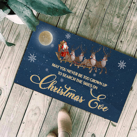 Funny Christmas Doormat - You May Never Be Too Grown Up To Search The Skies Doormat Christmas Decoration for Front Door Xmas Gift Funny Welcome Mat Christmas Sign Winter Holiday Doormat - JD43