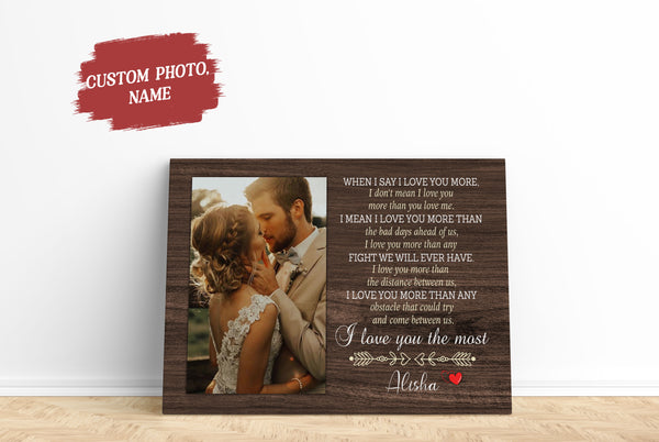 Personalized Romance Canvas| When I Say I  Love You More| Custom Photo Couple|  Engagement Party Gifts| Gifts for Couple, Gifts  for Her on Anniversary, Valentine’s Day,  Christmas CP165 Myfihu