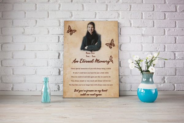 Custom Memorial Canvas| An Eternal Memory Butterfly Memorial Gift for Loss of Father Mother Brother Sister Son Daughter Grandparents Sympathy Gift Bereavement Gift for Family Loss JC538 Myfihu