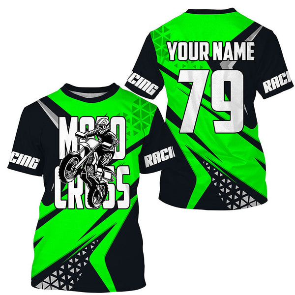 MX racing jersey green custom number Motocross kid adult UPF30+ off-road dirt bike shirt extreme PDT283