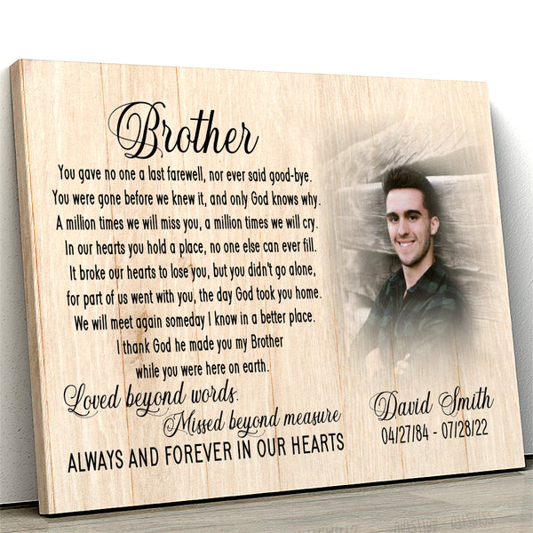 Brother memorial canvas personalized - Brother remembrance gift, bereavement loss brother in heaven CNT22