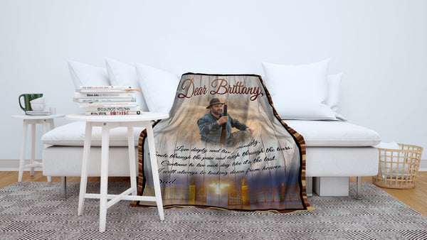 Sympathy Blanket for Loss of Dad - Message from Dad Personalized Memorial Blanket for Loss of Dad Father in Heaven Sympathy Gift for Loss of Father Dad Remembrance Fleece - JB283