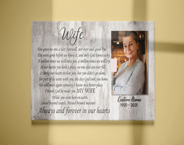 Wife Memorial Canvas - Personalized Memorial Gift Sympathy Gift for Loss of Wife In Loving Memory of Wife Remembrance Canvas Bereavement Condolence Keepsake Grieving Wall Art - JC755