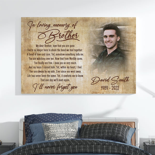 Brother remembrance canvas - Custom memorial sympathy gift, memory of brother, bereavement for loss CNT26