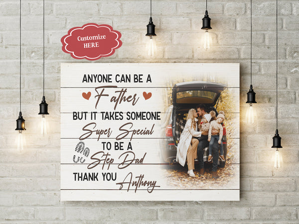 Best Bonus Dad Ever Personalized Canvas Thank You Fathers Day Gift for Step Dad Step Bonus Father Gift| N2575