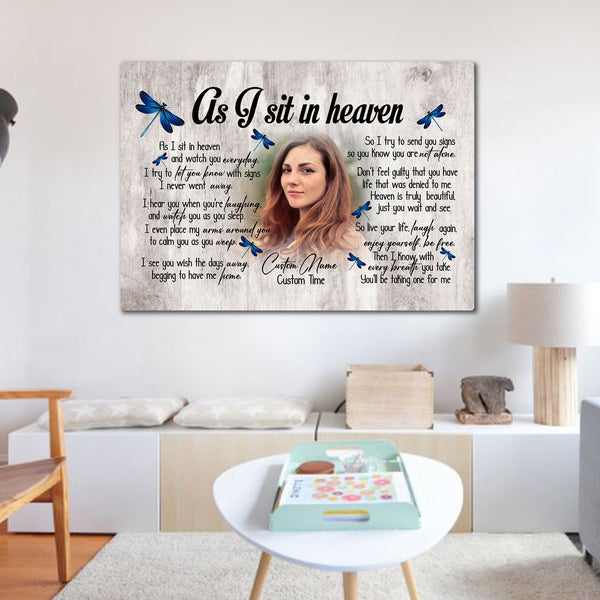 Personalized Memorial Gifts for Loss of Loved one, Sympathy Gift for Loss of Sister Daughter - As I Sit In Heaven - VTQ132