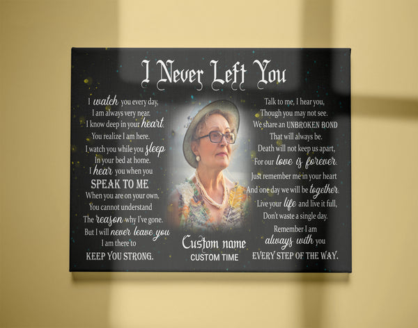 Personalized Memorial Canvas for Loss of Loved One I Never Left You Sympathy Gifts Loving Memory - VTQ109