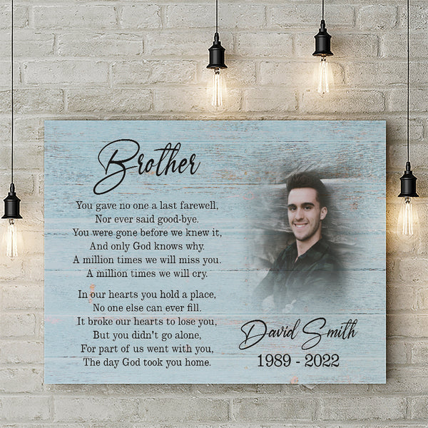 Brother remembrance canvas - Brother in heaven memorial gift, Custom sympathy canvas loss of brother CNT20