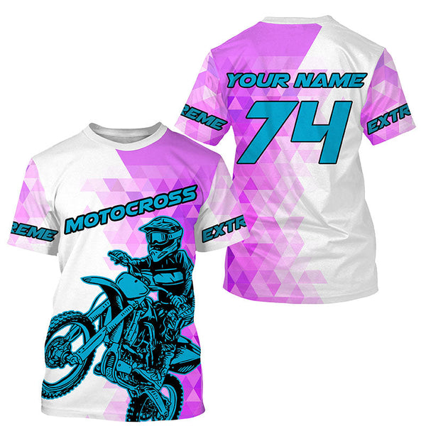 Motocross pink jersey youth men women custom dirt bike off-road UPF30+ motorcycle racing shirt PDT319