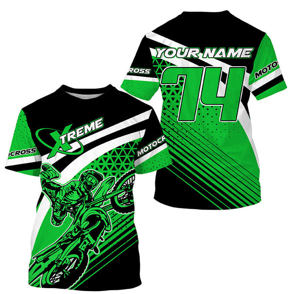 Extreme green Motocross jersey men women kids MX racing UPF30+ dirt bike off-road long sleeves PDT222