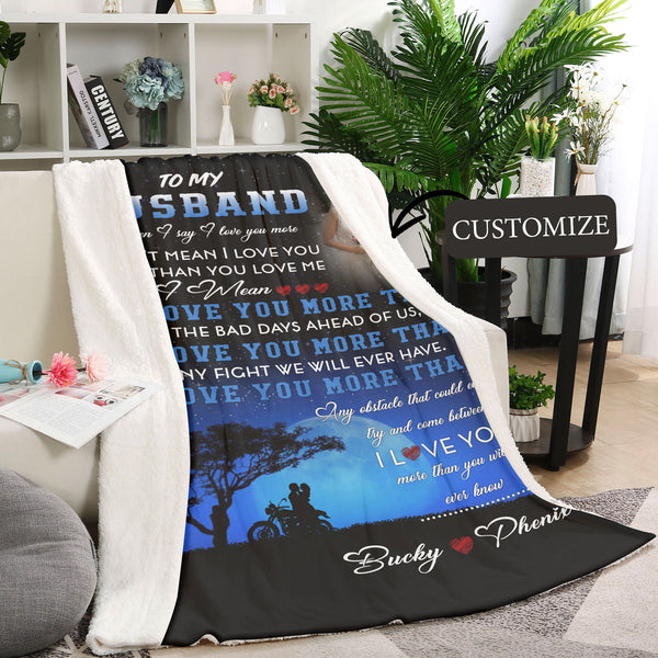 Personalized Gifts for Him| I Love You More  Blanket| Letter To My Husband Fleece  Blanket from Wife| Anniversary Blanket  for him on Wedding, Birthday,  Valentines BP42 Myfihu