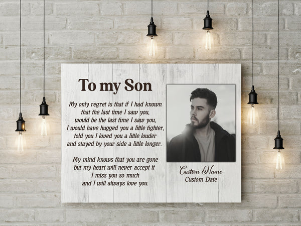 To My Son In Heaven Canvas| Personalized Memorial Canvas| Son Memorial Canvas, Memorial Gift, Son Remembrance| Sympathy, Bereavement Gift, Son in Memory| T1074