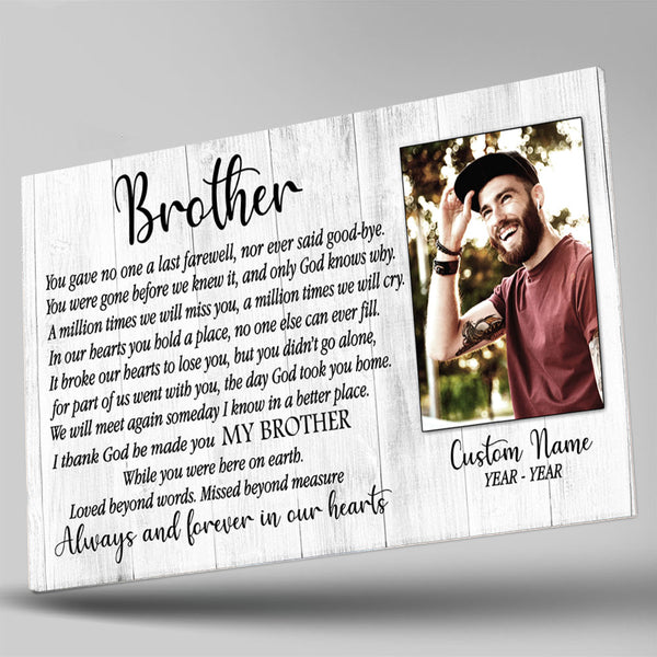 Brother memorial canvas - Brother in heaven remembrance gift, in memory bereavement for loss brother CNT21