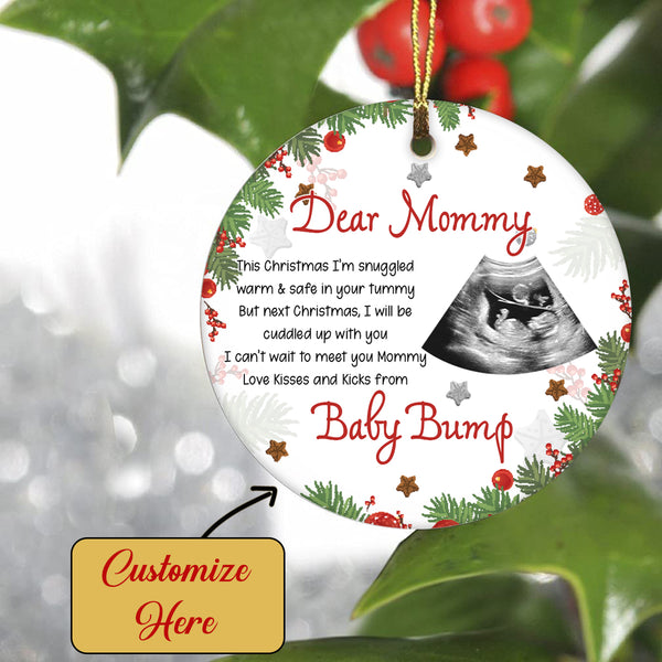 Customized Ultrasound Baby Ornament| Baby Bump Ornament Dear Mommy Gifts for New Mom on Christmas OP49