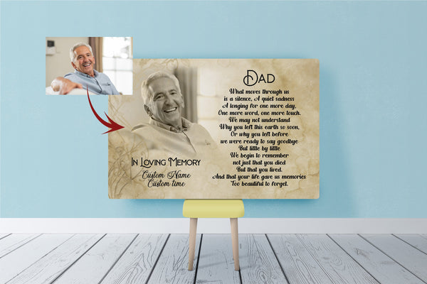 Dad Memorial Customized Canvas Remembrance Father's Day in Heaven, Sympathy Gift for Loss of Father| N2593