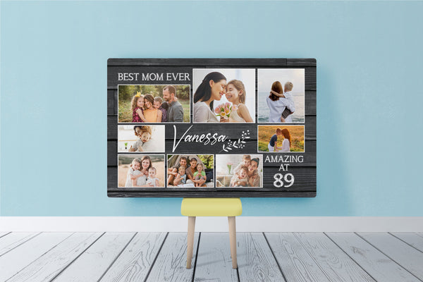 Best Mom Ever Personalized Canvas Photo Collage, Mothers's Day Gift, Mom Birthday Christmas Keepsake| N2486